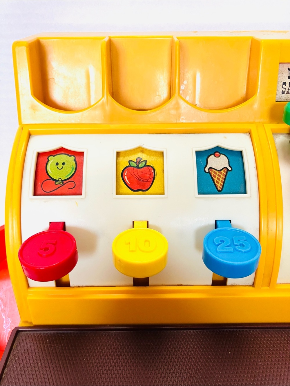 Fisher Price 1974 Toy Cash Register Works Has 7 Coins Minor Marks Read - Picture 5 of 12